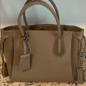 Longchamp leather and suede hand bag